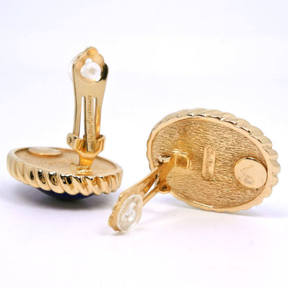 Christian Dior Earring Plated Gold Blue Vintage Women