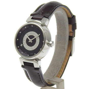 Louis Vuitton Watches Quartz Q121U Stainless Steel, Monogram Vernis, Diamond Black Amarrant Disk