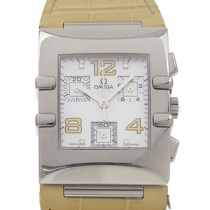 Omega Watches Quartz 1841.72.21 Stainless Steel , Embossed Leather White Quadra Constellation White