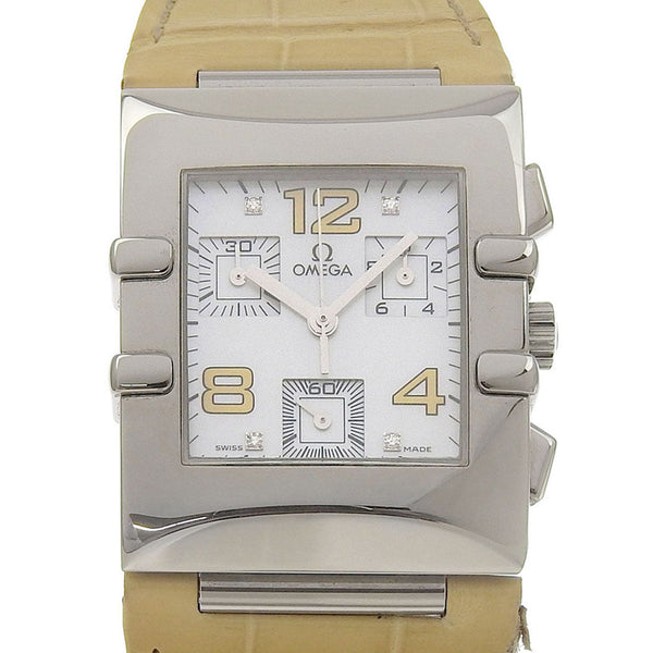 Omega Watches Quartz 1841.72.21 Stainless Steel , Embossed Leather White Quadra Constellation White