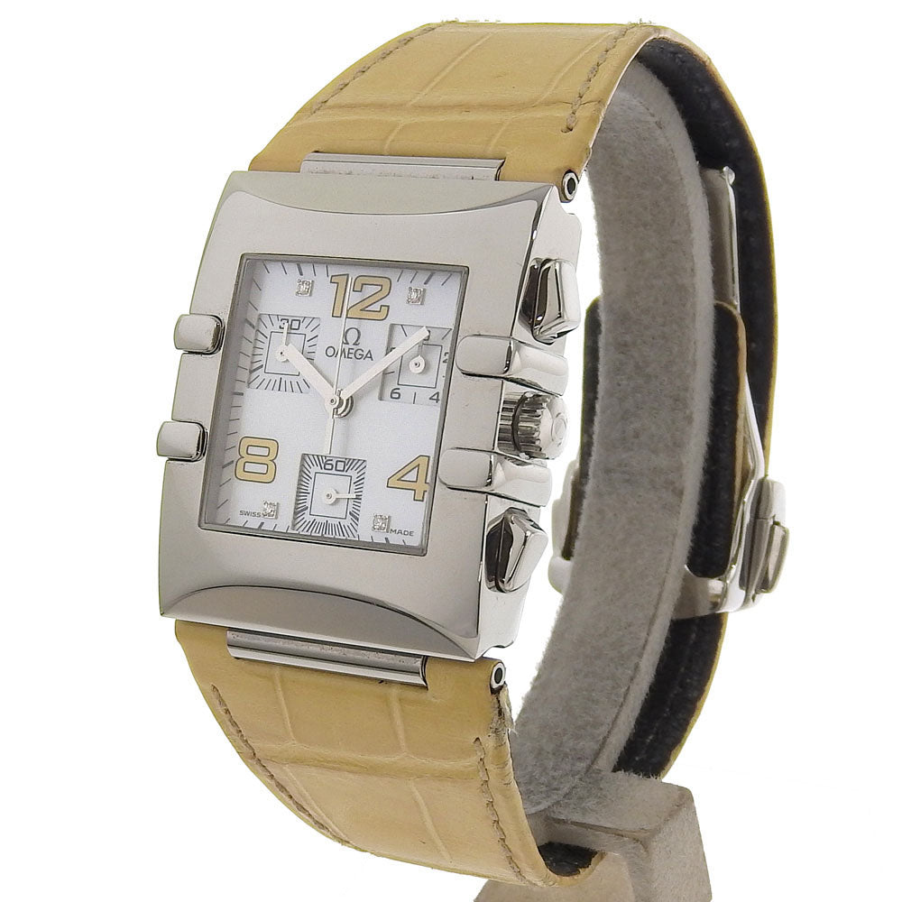 Omega Watches Quartz 1841.72.21 Stainless Steel , Embossed Leather White Quadra Constellation White