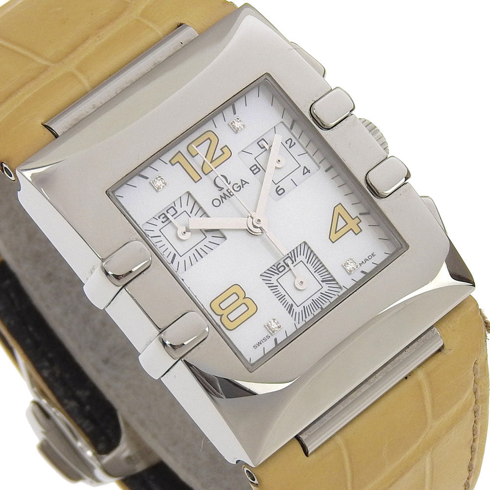 Omega Watches Quartz 1841.72.21 Stainless Steel , Embossed Leather White Quadra Constellation White