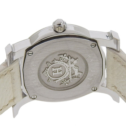 Hermes Watches Quartz Hr1.210 Stainless Steel , Embossed Leather Silver H Watch Rondo White Dial