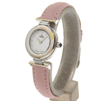 Fendi Watches Quartz 320L Stainless Steel , Embossed Leather White White Shell Dial Women