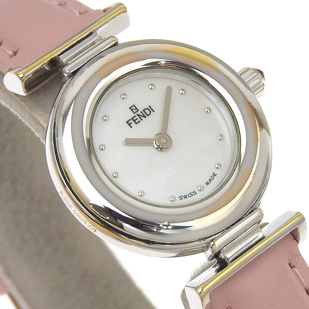 Fendi Watches Quartz 320L Stainless Steel , Embossed Leather White White Shell Dial Women