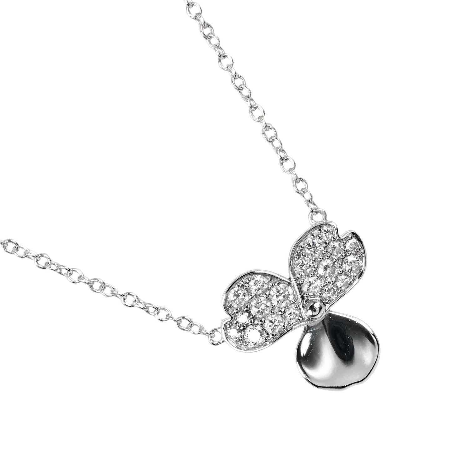 Tiffany&Co. Necklace Pt950Platinum, Diamond Silver Paper Flower Women