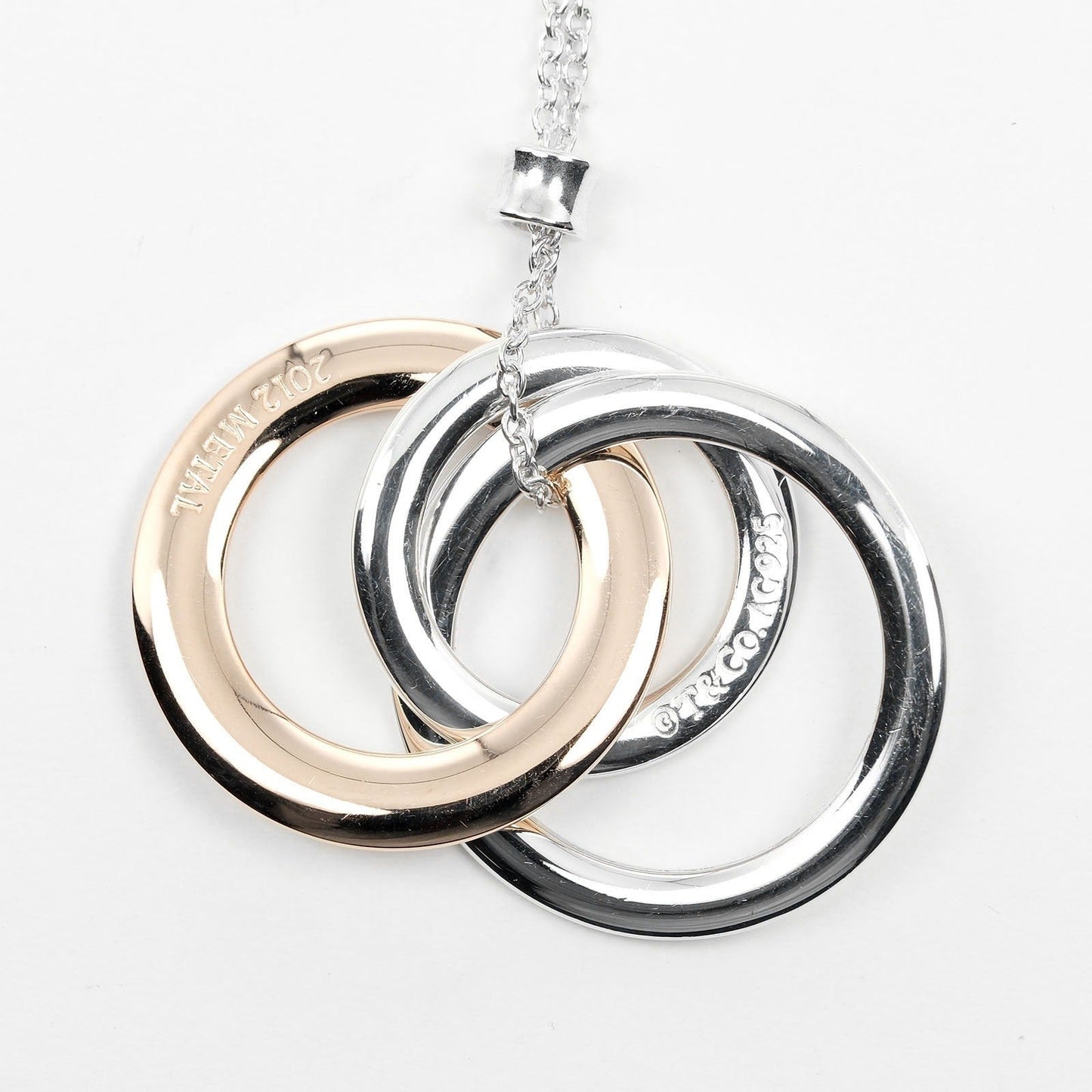 Tiffany&Co. Necklace Silver925, Rubedo Metal Silver 1837 Interlocking Circle