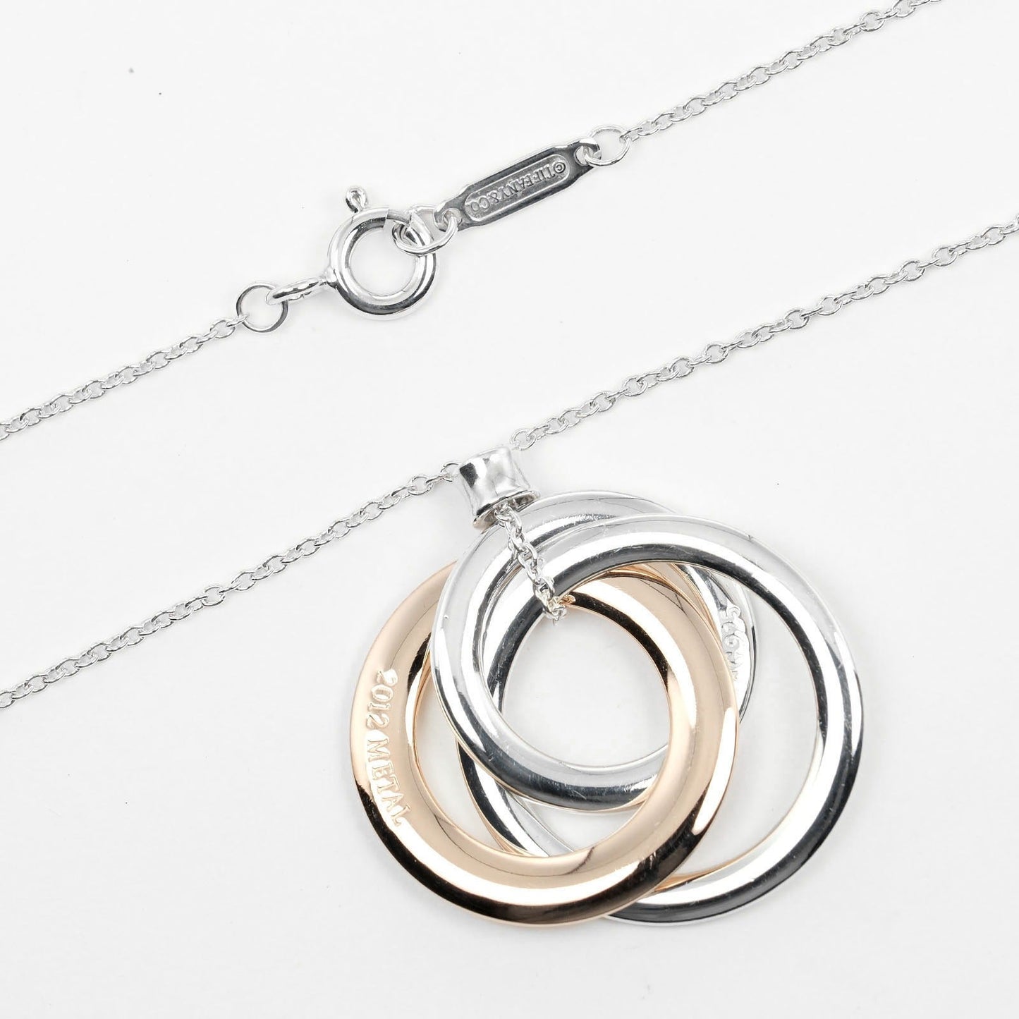 Tiffany&Co. Necklace Silver925, Rubedo Metal Silver 1837 Interlocking Circle