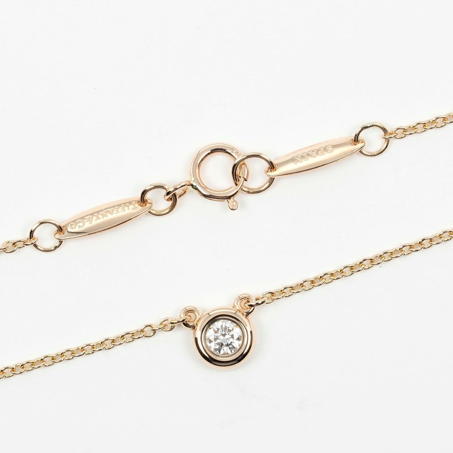 Tiffany&Co. Necklace K18 Pink Gold, Diamond Gold Top Width 0.2" By The Yard Women