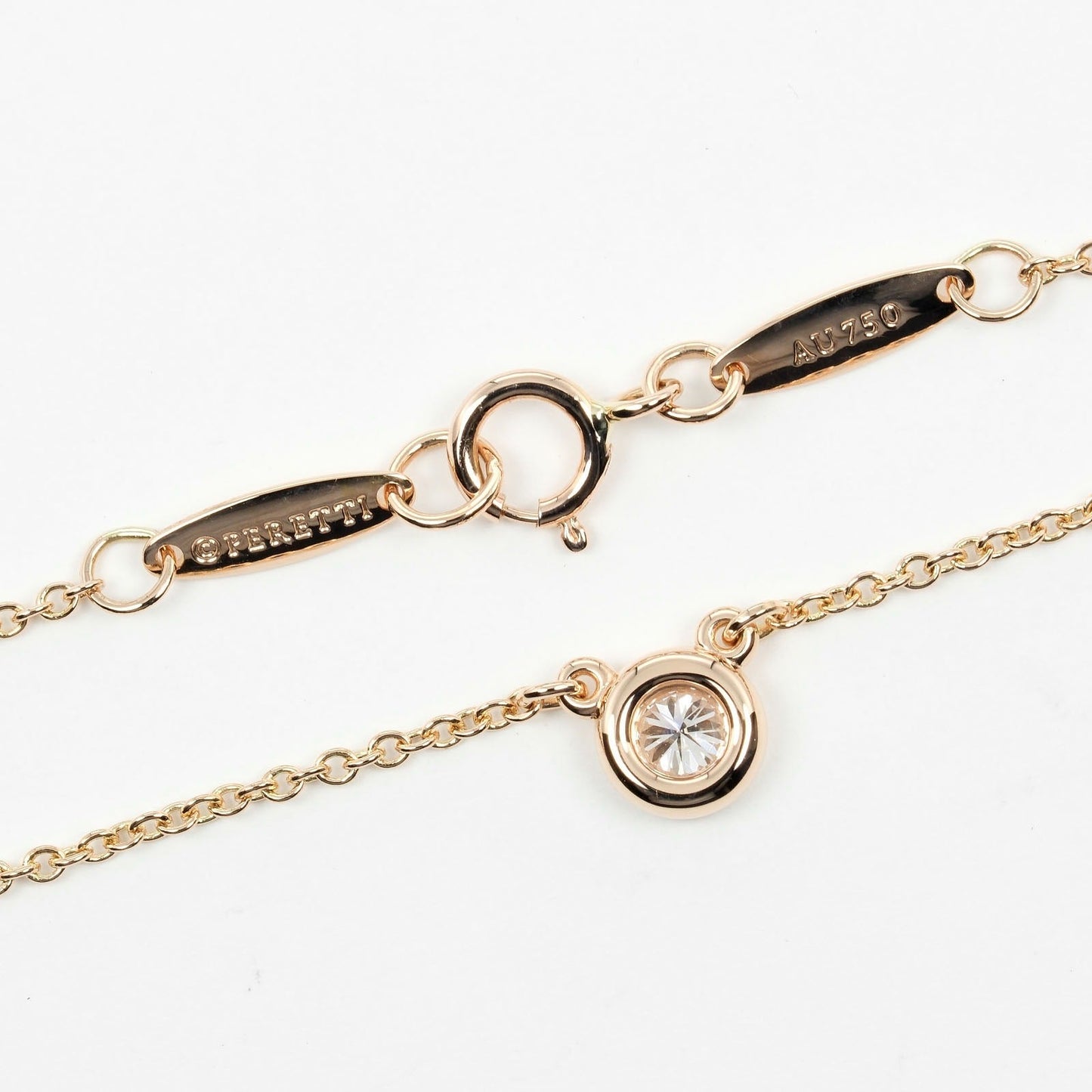 Tiffany&Co. Necklace K18 Pink Gold, Diamond Gold Top Width 0.2" By The Yard Women