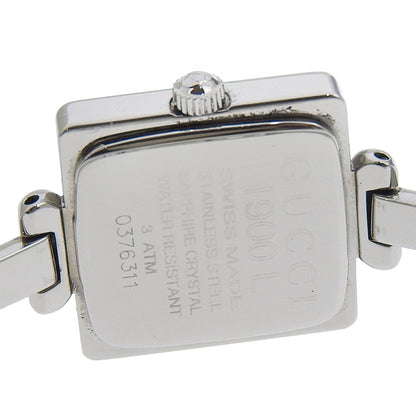 Gucci Watches Quartz 1900L Stainless Steel Silver Bangle Watch Black Dial Women