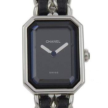 Chanel Watches Quartz H0451 Stainless Steel , Embossed Leather Silver Premiere S Black Dial Women