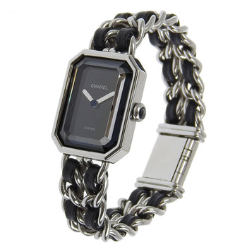 Chanel Watches Quartz H0451 Stainless Steel , Embossed Leather Silver Premiere S Black Dial Women
