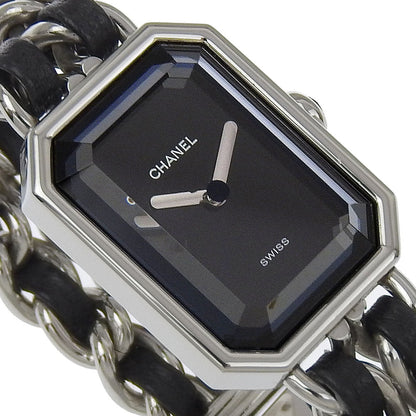 Chanel Watches Quartz H0451 Stainless Steel , Embossed Leather Silver Premiere S Black Dial Women