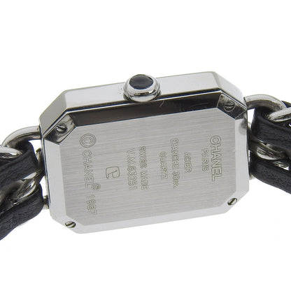 Chanel Watches Quartz H0451 Stainless Steel , Embossed Leather Silver Premiere S Black Dial Women