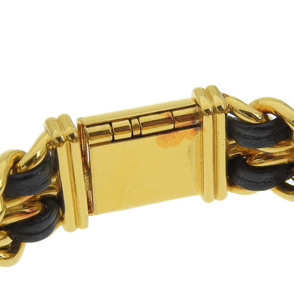 Chanel Watches Quartz H0001 Plated Gold, Embossed Leather Gold Premiere L Black Dial Women