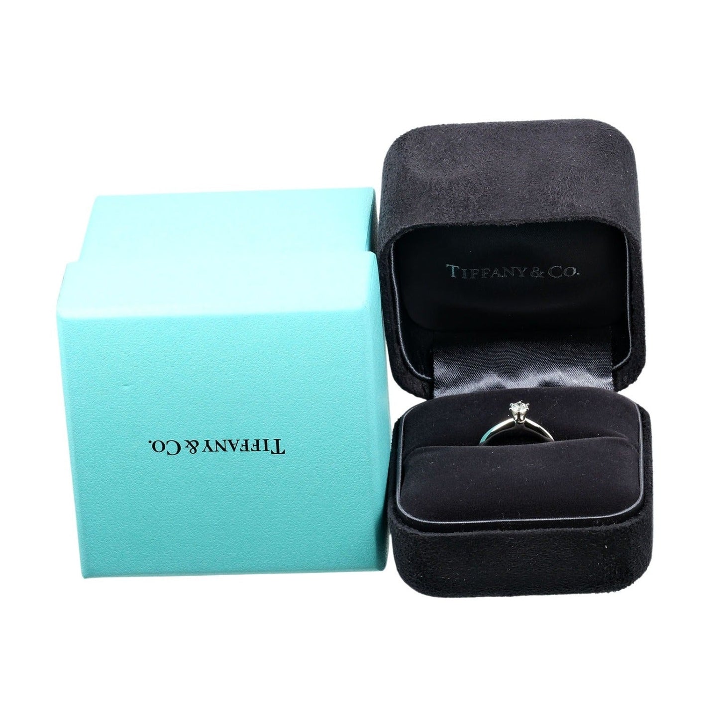 Tiffany&Co. Ring 0.24Ct Vs1/F/3Ex Pt950Platinum, Diamond Clear Silver Solitaire Women