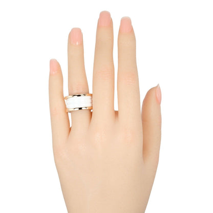 Bvlgari Ring K18 Pink Gold, Ceramic Gold Be Zero One B.Zero1 4 Bands Women 54