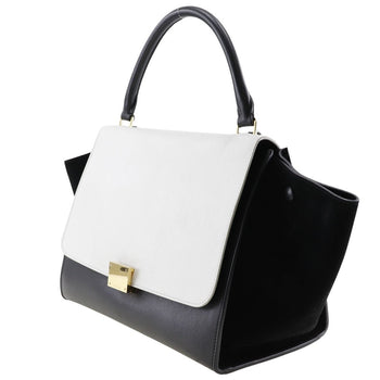 Celine Handbag 1695430Ta Calfskin, Suede Black / White Medium Trapeze Women
