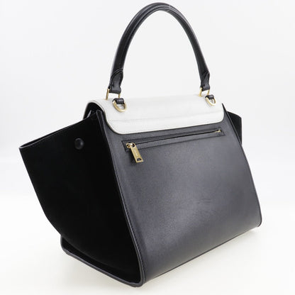 Celine Handbag 1695430Ta Calfskin, Suede Black / White Medium Trapeze Women