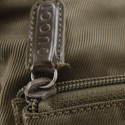 Gucci Shoulder Bag 000.2404.0509 Nylon Canvas Khaki 2Way Bamboo One Belt Women