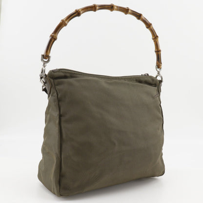 Gucci Shoulder Bag 000.2404.0509 Nylon Canvas Khaki 2Way Bamboo One Belt Women