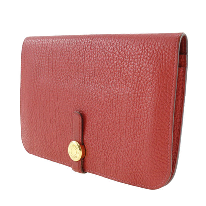 Hermes Long Wallet Purse Togo Red Dogon Women