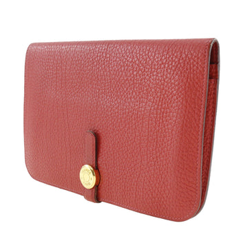 Hermes Long Wallet Purse Togo Red Dogon Women
