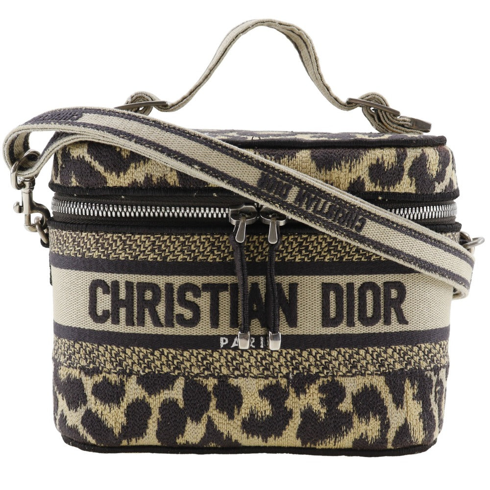 Christian Dior Handbag Canvas Beige Leopard 2Wayshoulder Vanity Women