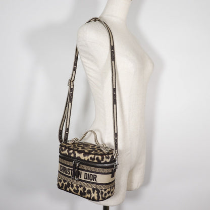 Christian Dior Handbag Canvas Beige Leopard 2Wayshoulder Vanity Women