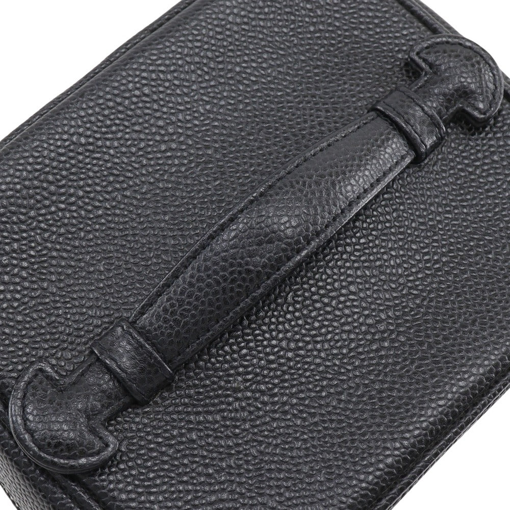 Chanel Pouch A01998 Caviar Skin Black Handbag Coco Mark Vanity Women