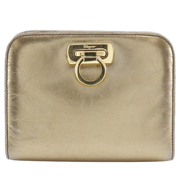 Salvatore Ferragamo Shoulder Bag Aq214734 Calfskin Gold 2-Way Clutch Gancini Chainshoulder Women
