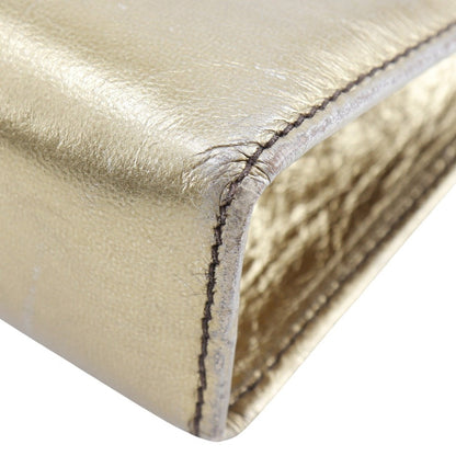 Salvatore Ferragamo Shoulder Bag Aq214734 Calfskin Gold 2-Way Clutch Gancini Chainshoulder Women