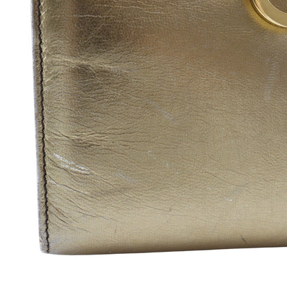 Salvatore Ferragamo Shoulder Bag Aq214734 Calfskin Gold 2-Way Clutch Gancini Chainshoulder Women