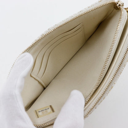 Chanel Shoulder Bag A84415 Tweed White 2-Way Clutch Deauville Chainshoulder Women
