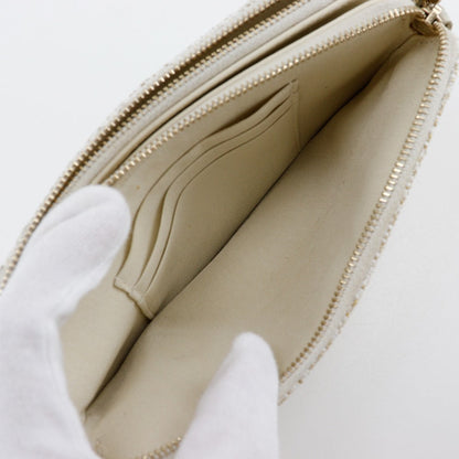 Chanel Shoulder Bag A84415 Tweed White 2-Way Clutch Deauville Chainshoulder Women