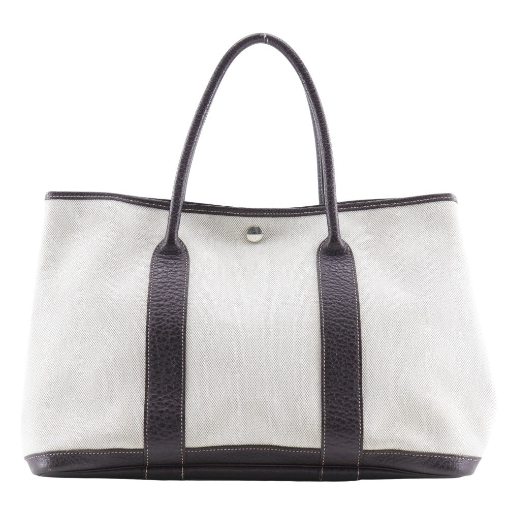Hermes Tote Bag Toile H, Buffle Beige / Brown Garden Party Pm Women