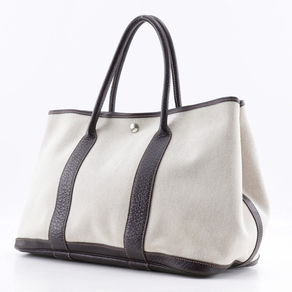 Hermes Tote Bag Toile H, Buffle Beige / Brown Garden Party Pm Women