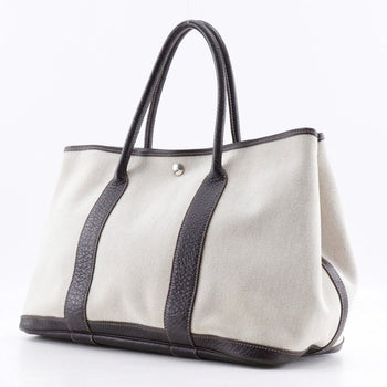 Hermes Tote Bag Toile H, Buffle Beige / Brown Garden Party Pm Women