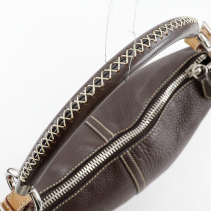 Prada Shoulder Bag Calfskin Brown One Belt Women