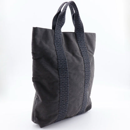 Hermes Handbag Nylon Canvas Gray Tote Bag Her Line Cabas Mens(Unisex)