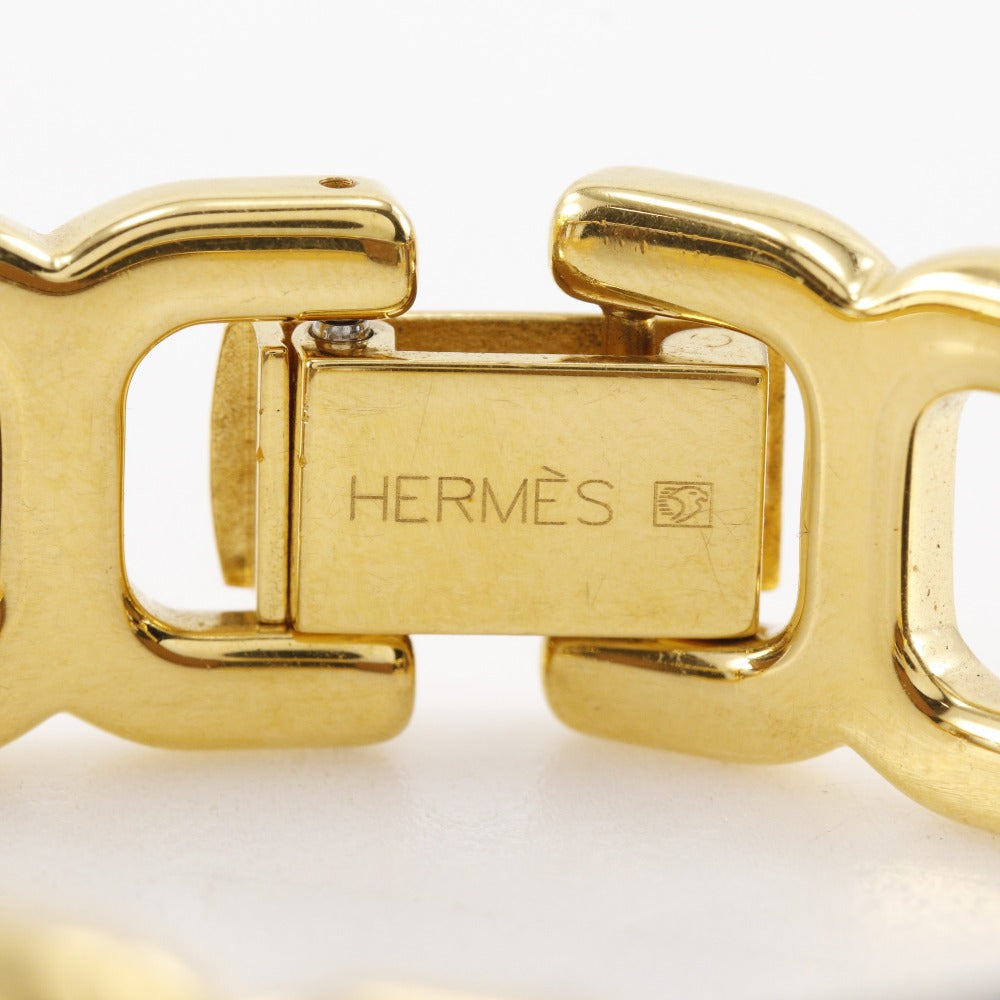 Hermes Bracelet Calfskin , Plated Gold Black Vintage H Logo Women