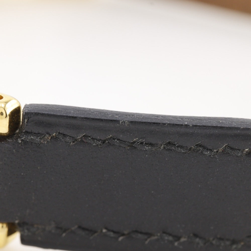 Hermes Bracelet Calfskin , Plated Gold Black Vintage H Logo Women