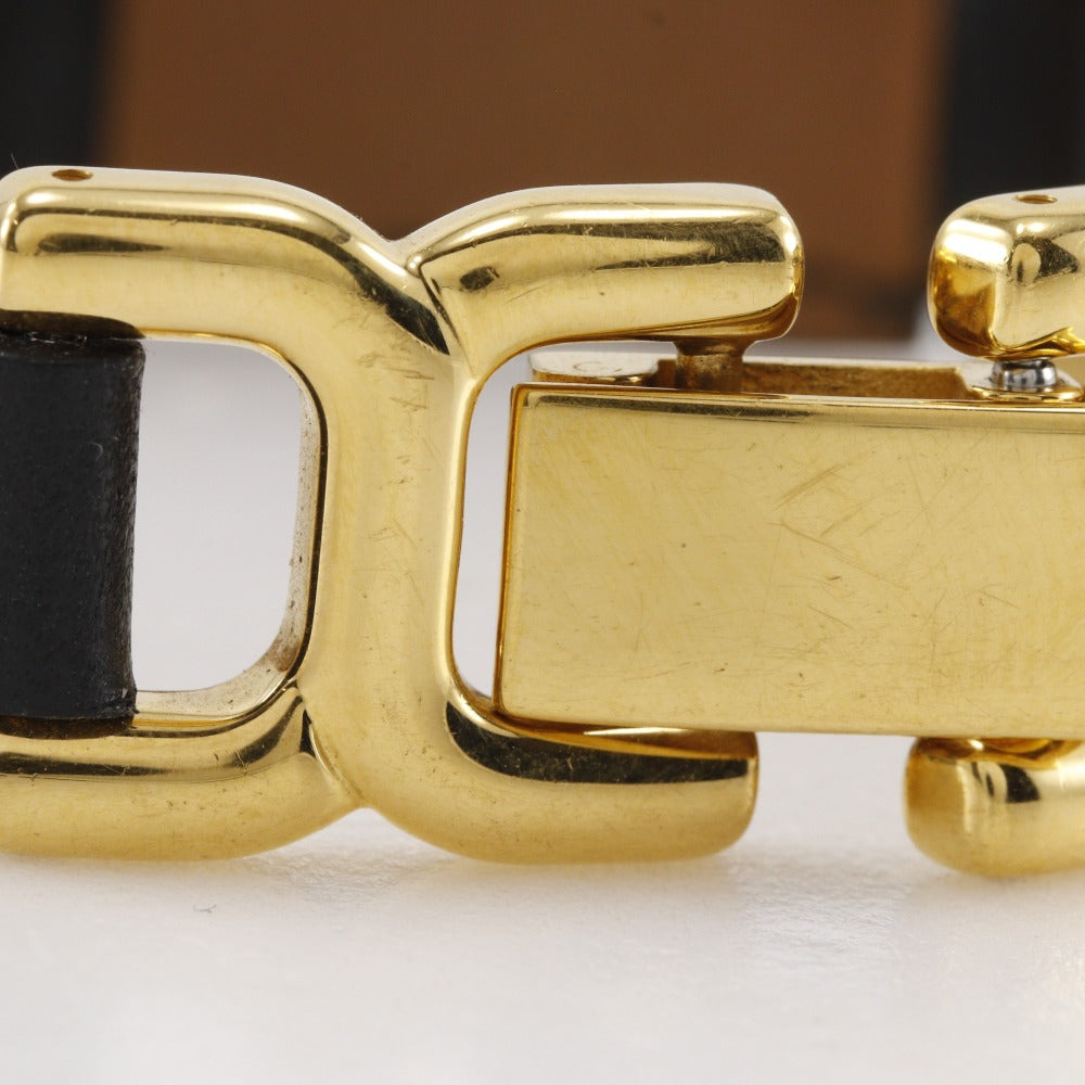 Hermes Bracelet Calfskin , Plated Gold Black Vintage H Logo Women