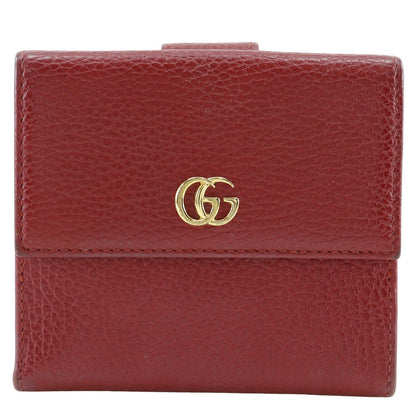 Gucci Bifold Wallet 456122 Leather Red Gg Marmont Women