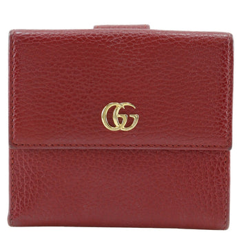 Gucci Bifold Wallet 456122 Leather Red Gg Marmont Women