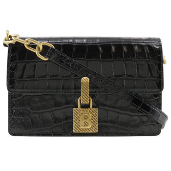Balenciaga Shoulder Bag Embossed Leather Black 2-Way Clutch Mini Shoulder Women