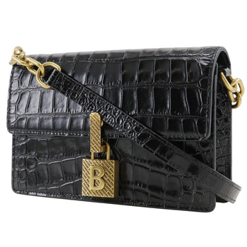 Balenciaga Shoulder Bag Embossed Leather Black 2-Way Clutch Mini Shoulder Women