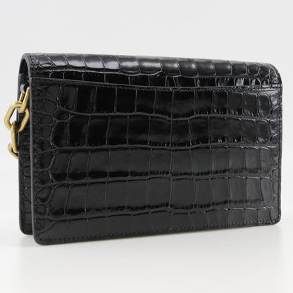 Balenciaga Shoulder Bag Embossed Leather Black 2-Way Clutch Mini Shoulder Women