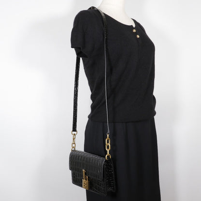 Balenciaga Shoulder Bag Embossed Leather Black 2-Way Clutch Mini Shoulder Women
